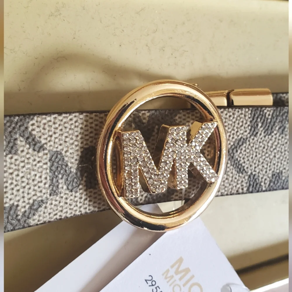 Michael Kors Gold Bling Logo Reversible Belt in Gift Box NWT